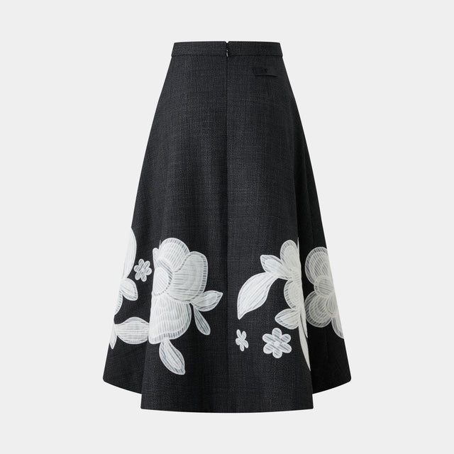 Ports 1961 FLORAL ADORNED SKIRT BLACK MIX