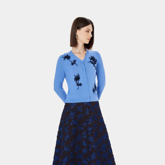 Ports 1961 FLORAL DECOR CARDIGAN PLACID BLUE