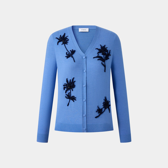 ports 1961 FLORAL DECOR CARDIGAN PLACID BLUE