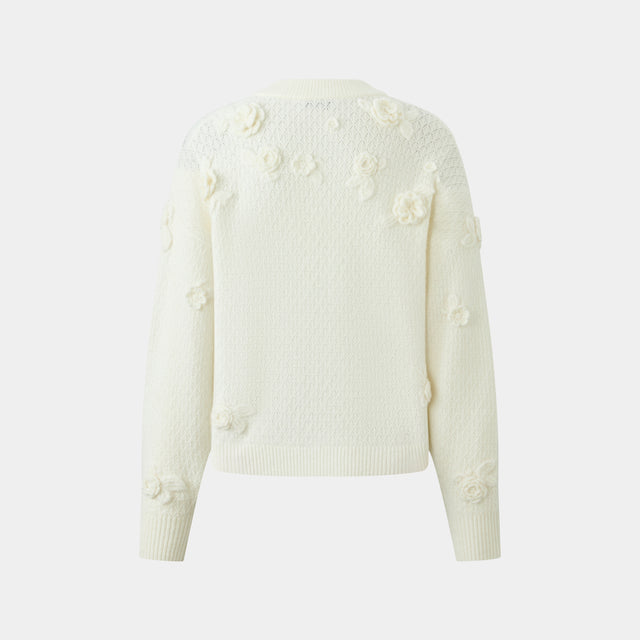 Ports 1961 FLORAL DECOR KNIT CARDIGAN CREAM