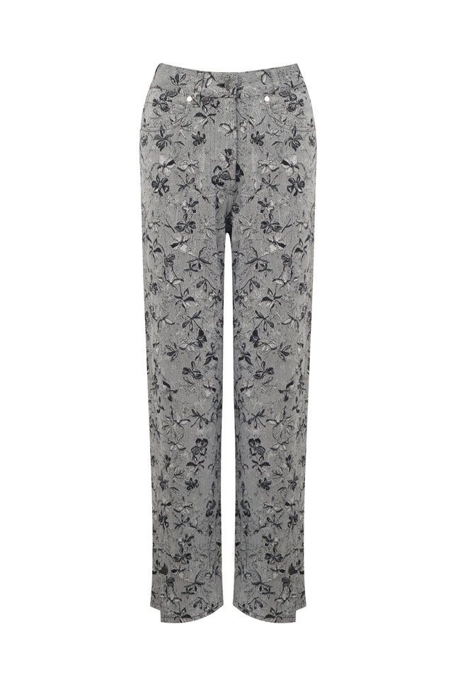 ports 1961 FLORAL DENIM JACQUARD JEANS CREAM & BLACK