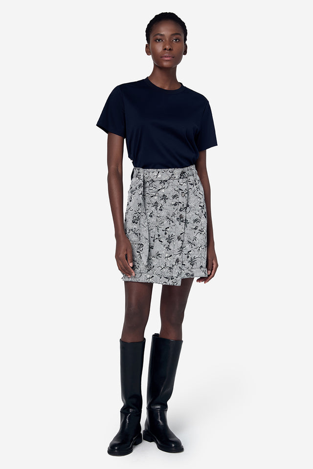 Ports 1961 FLORAL DENIM JACQUARD SKIRT CREAM & BLACK