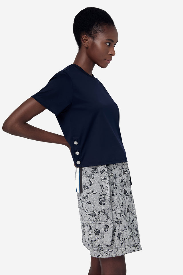 Ports 1961 FLORAL DENIM JACQUARD SKIRT CREAM & BLACK