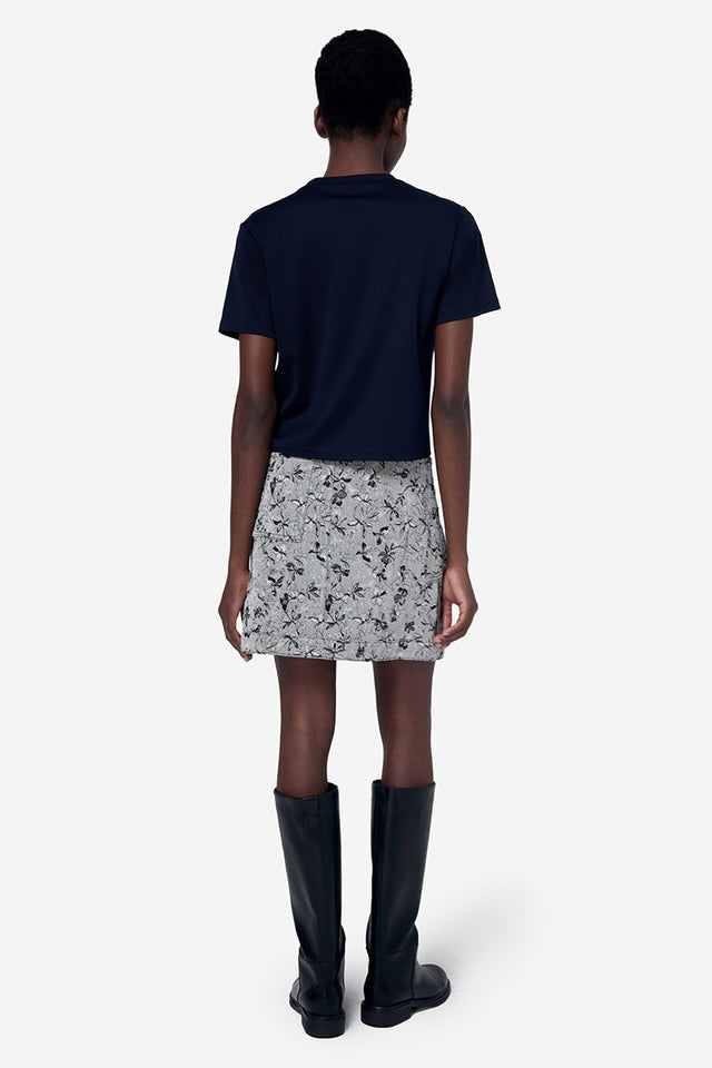 Ports 1961 FLORAL DENIM JACQUARD SKIRT CREAM & BLACK