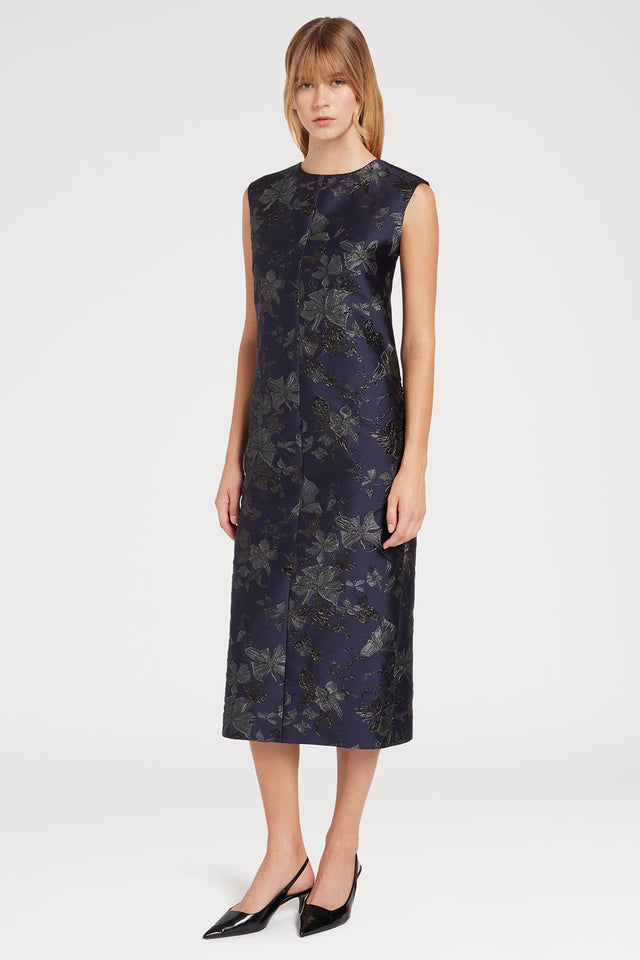 Ports 1961 FLORAL JACQUARD DRESS M81-BLUE MIX