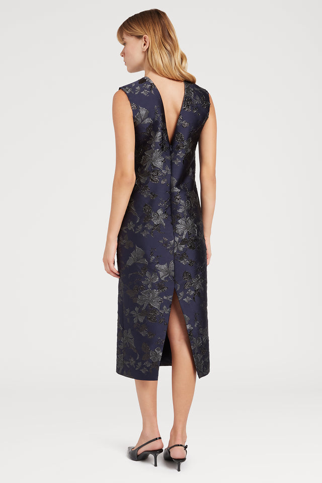 Ports 1961 FLORAL JACQUARD DRESS M81-BLUE MIX