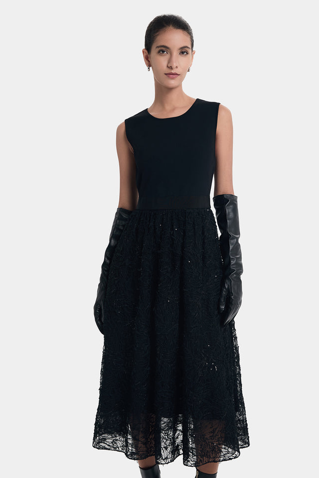 ports 1961 GLAMOUR PAILLETTE DRESS BLACK