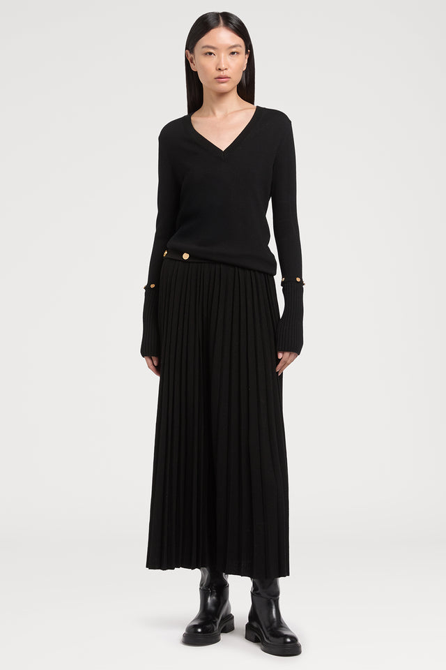 Ports 1961 GOLD BUTTONS KNITTED SKIRT 999-BLACK