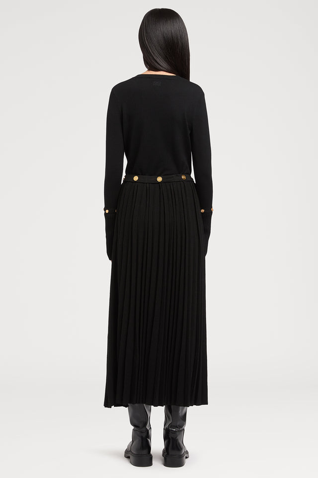 Ports 1961 GOLD BUTTONS KNITTED SKIRT 999-BLACK