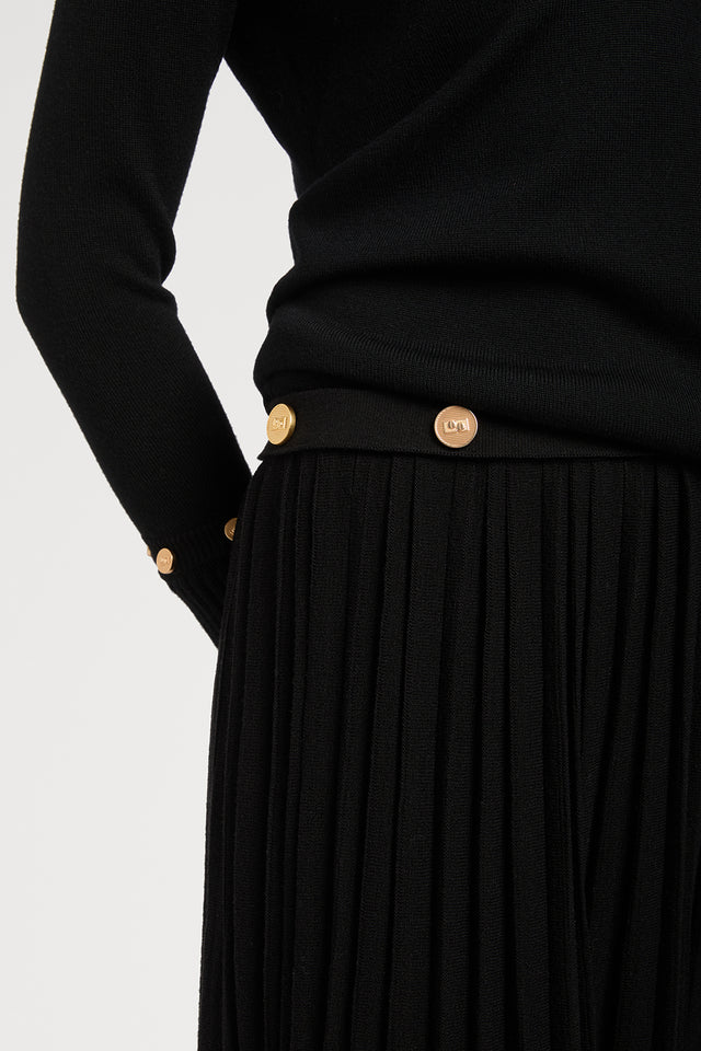 Ports 1961 GOLD BUTTONS KNITTED SKIRT 999-BLACK