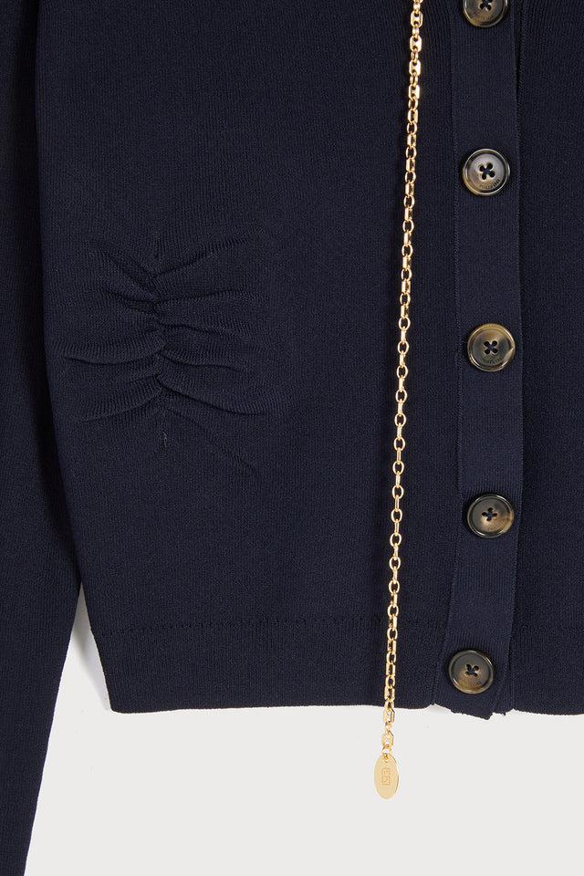 Ports 1961 GOLD CHAIN CARDIGAN 899-NAVY
