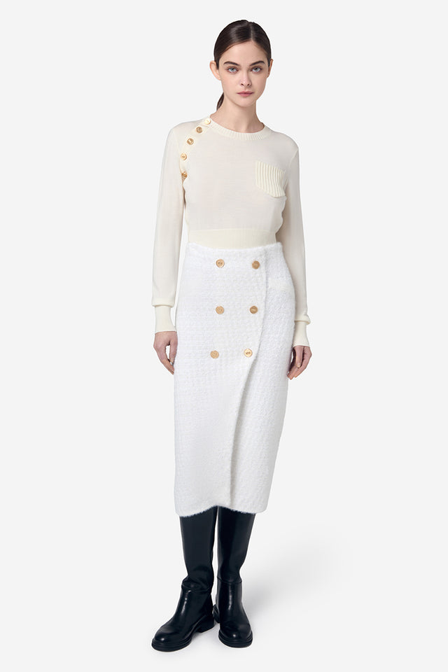 Ports 1961 PORTS 1961 GOLD LOGO BUTTON KNITWEAR IVORY