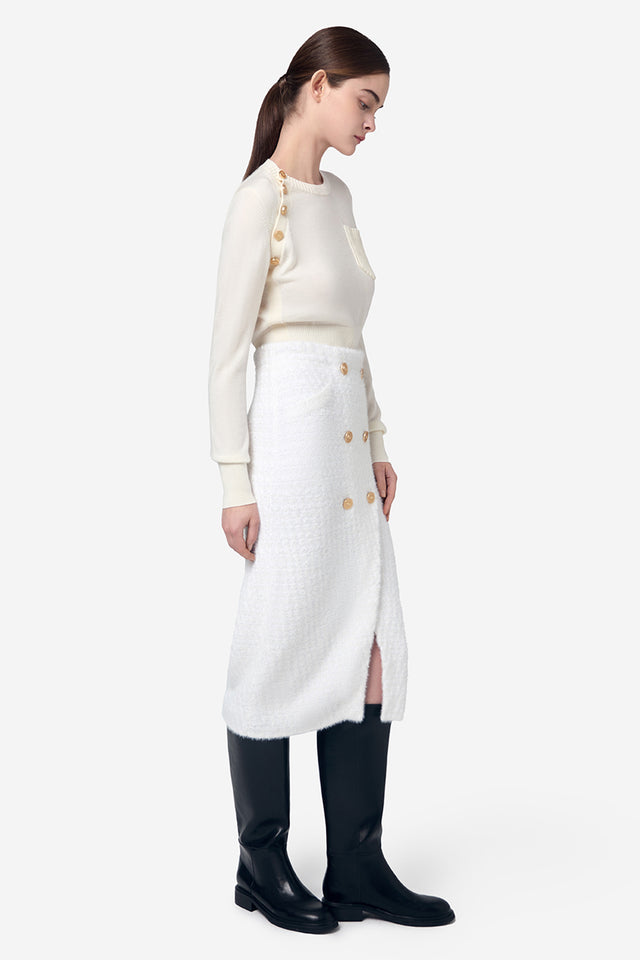 Ports 1961 PORTS 1961 GOLD LOGO BUTTON KNITWEAR IVORY