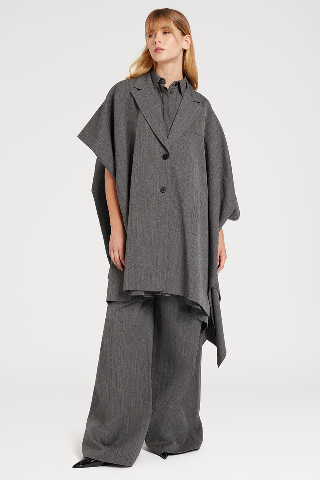 Ports 1961 GRAY CAPE COAT 091-BLACK&WHITE