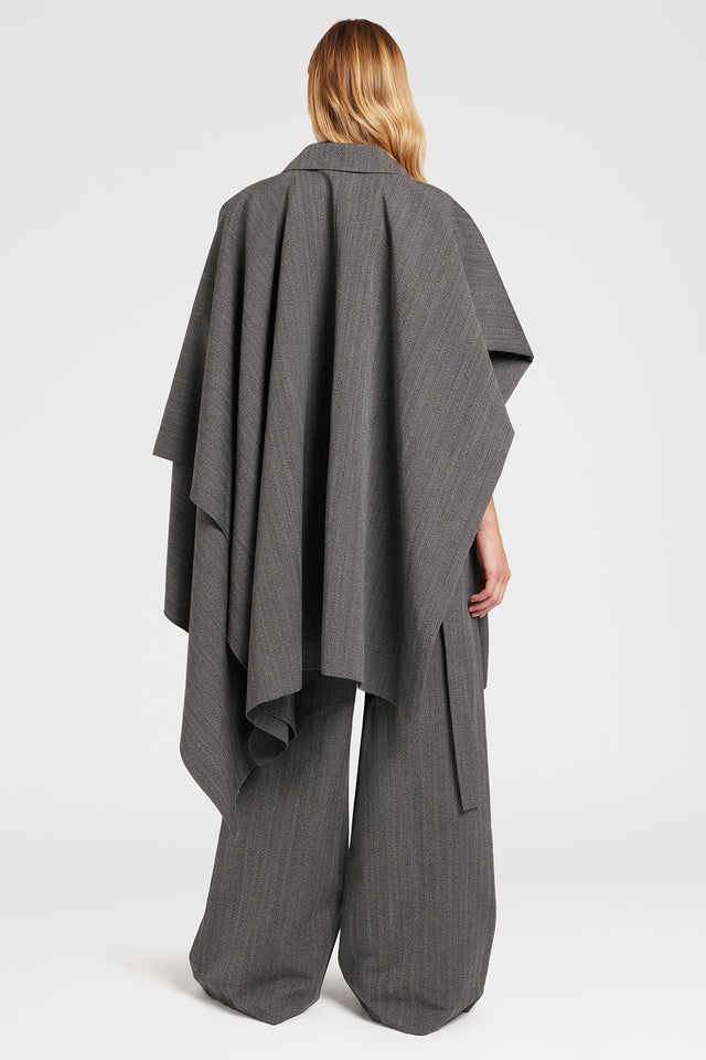 Ports 1961 GRAY CAPE COAT 091-BLACK&WHITE