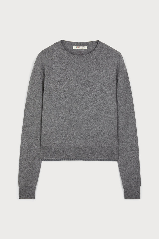 ports 1961 GREY CASHMERE SWEATER 578-VOLCANIC