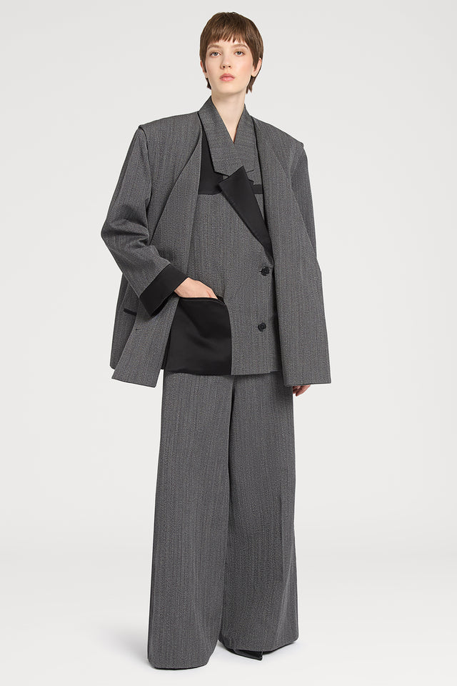 Ports 1961 GREY OVERSIZED JACKET 091-BLACK&WHITE