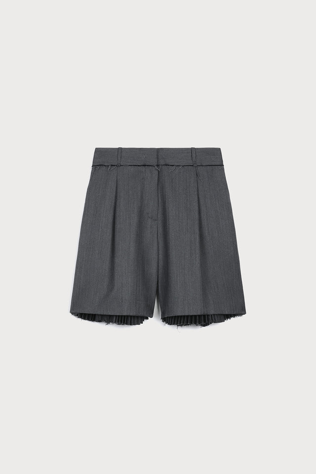 ports 1961 GREY PLEATED SHORTS 107-DK GREY MEL