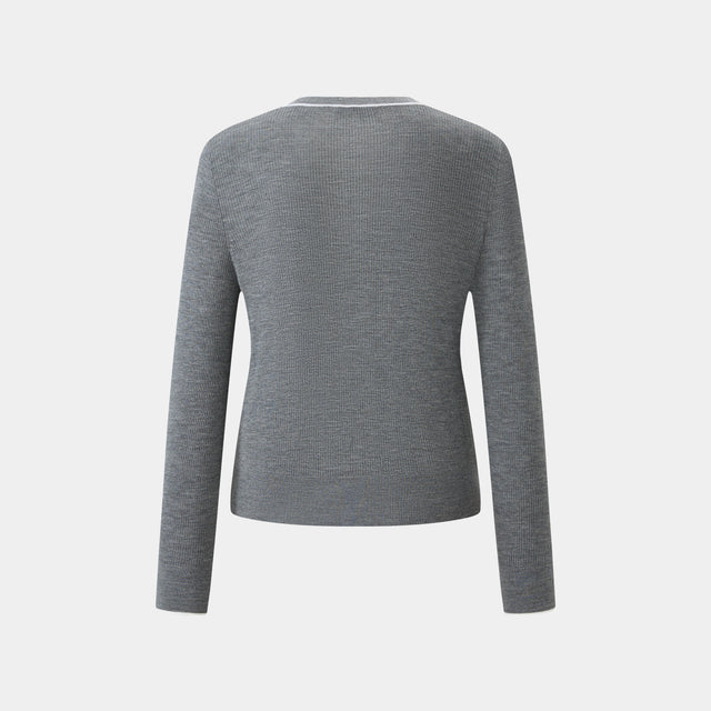 Ports 1961 GREY TRIM CARDIGAN SLEET