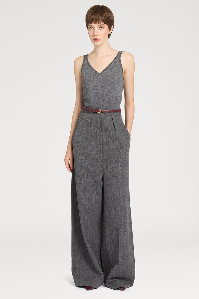 Ports 1961 GREY V-NECK TOP 578-VOLCANIC