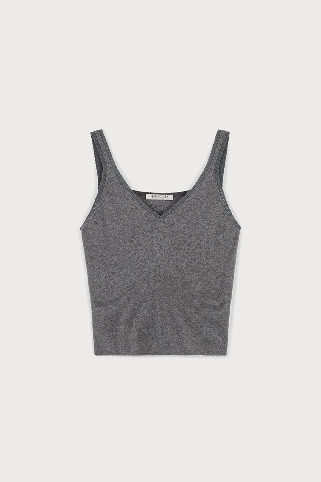 ports 1961 GREY V-NECK TOP 578-VOLCANIC