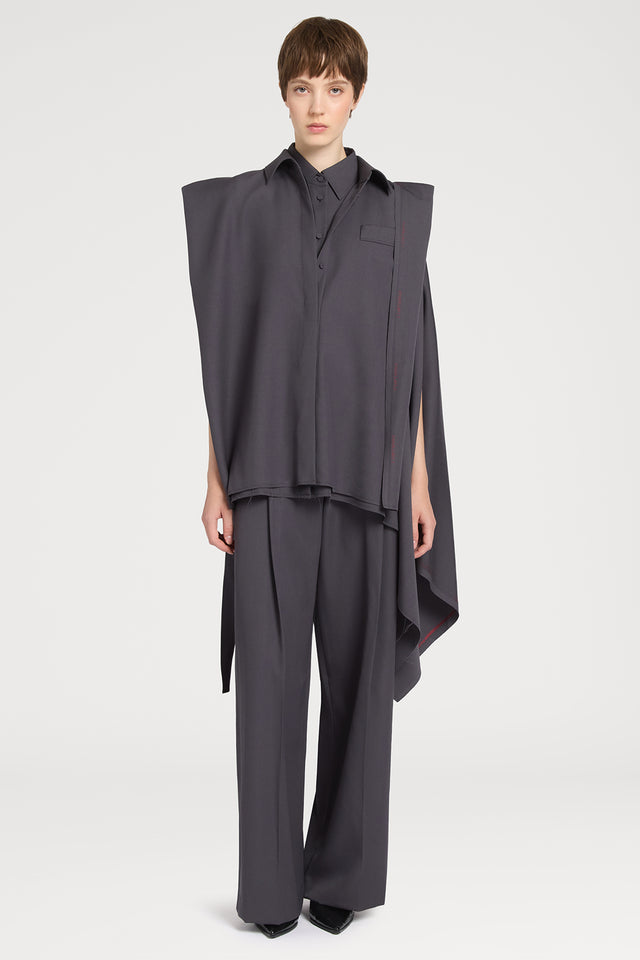 Ports 1961 GREY WOOL CAPE SHIRT 976-IRON