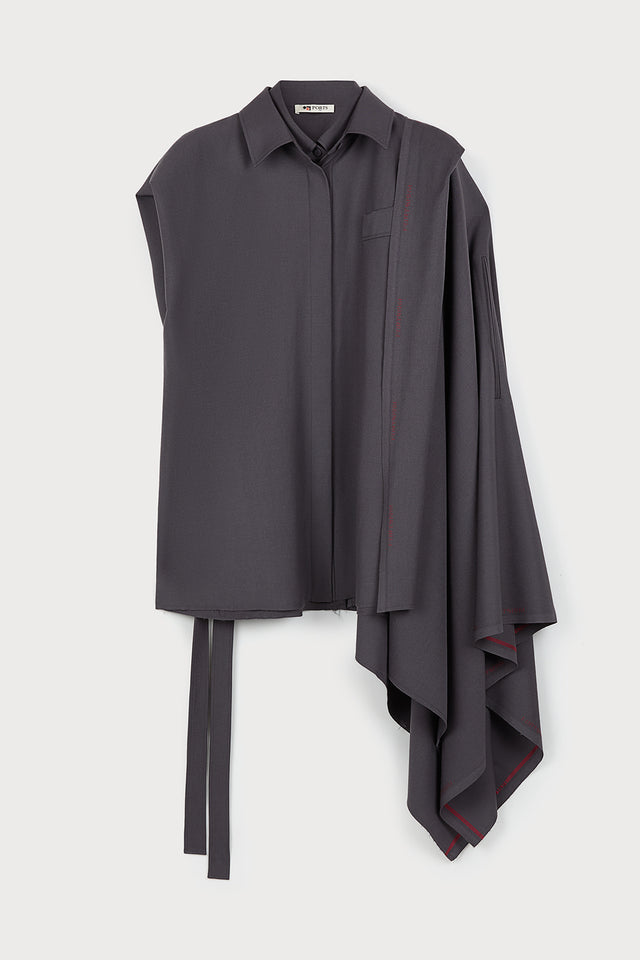 ports 1961 GREY WOOL CAPE SHIRT 976-IRON