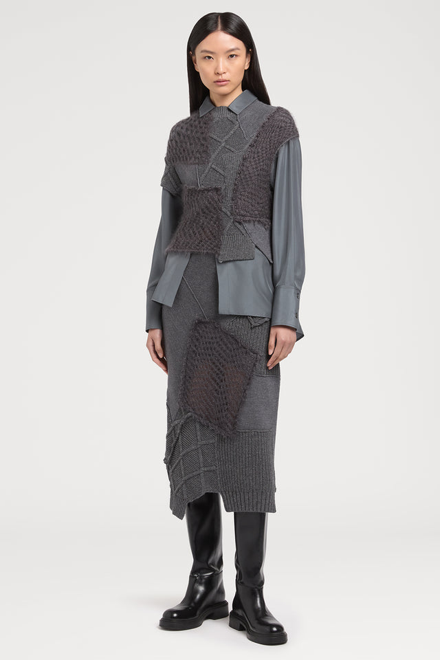 Ports 1961 GREY WOOL SKIRT 946-SMOG