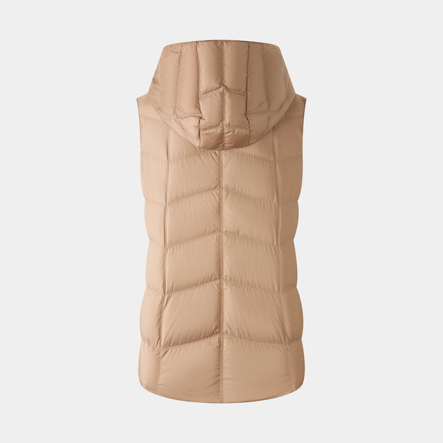 Ports 1961 HOODED PUFFER GILET PECAN BROWN