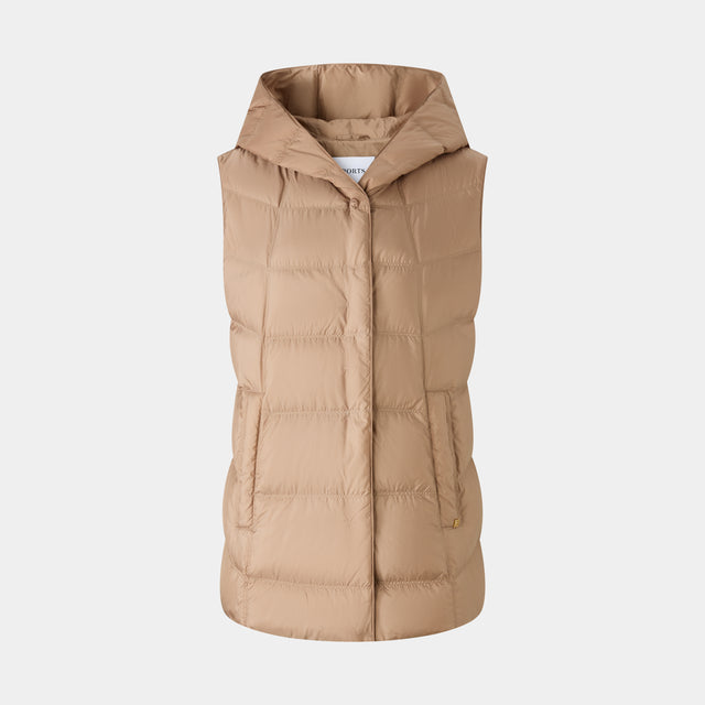 ports 1961 HOODED PUFFER GILET PECAN BROWN