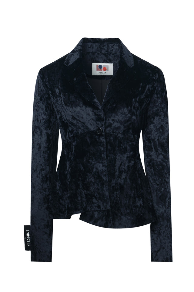 ports 1961 ICE FLORAL VELVET BLAZER NAVY