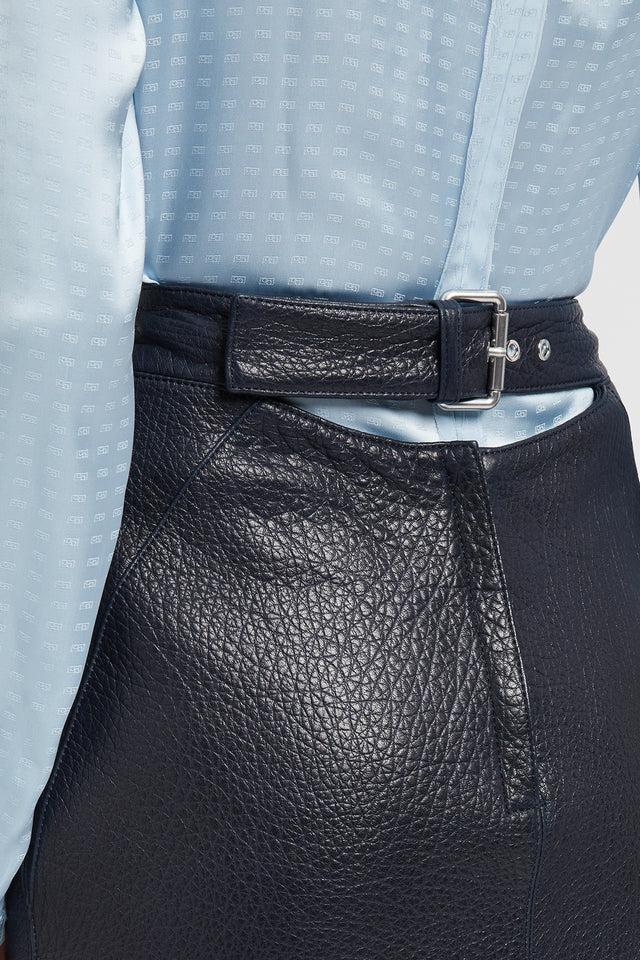 Ports 1961 LEATHER SKIRT 899-NAVY