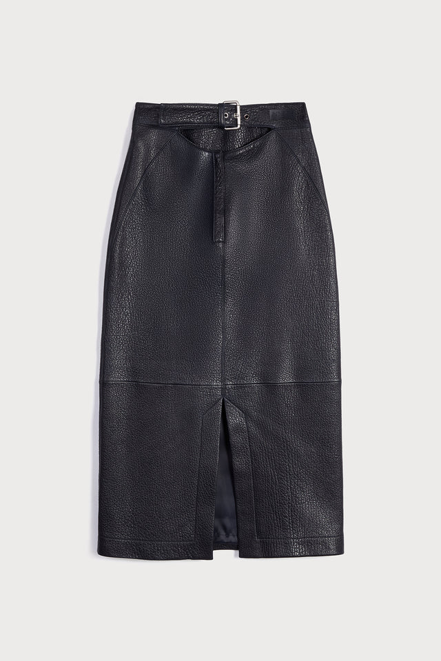 Ports 1961 LEATHER SKIRT 899-NAVY