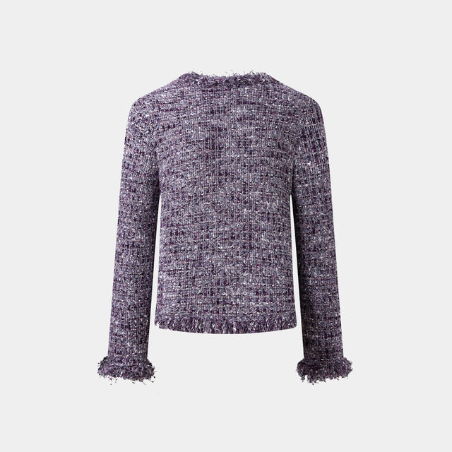 Ports 1961 LUXE FRINGE TWEED COAT GRAPE ROYALE