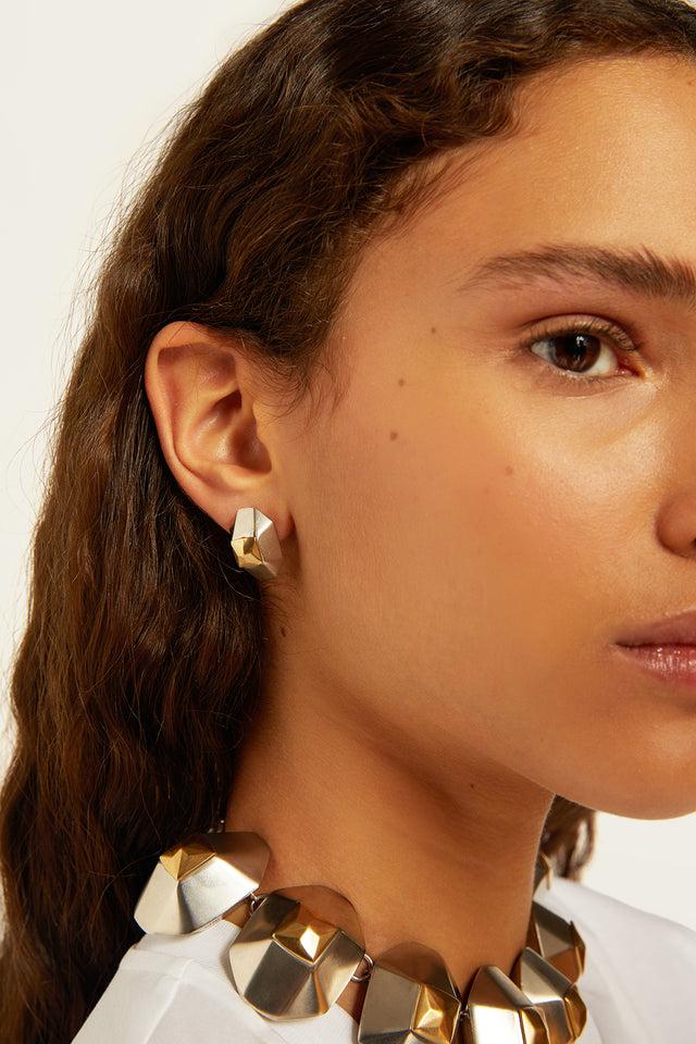 Ports 1961 MAXI METAL STUD EARRINGS GOLD & SILVER
