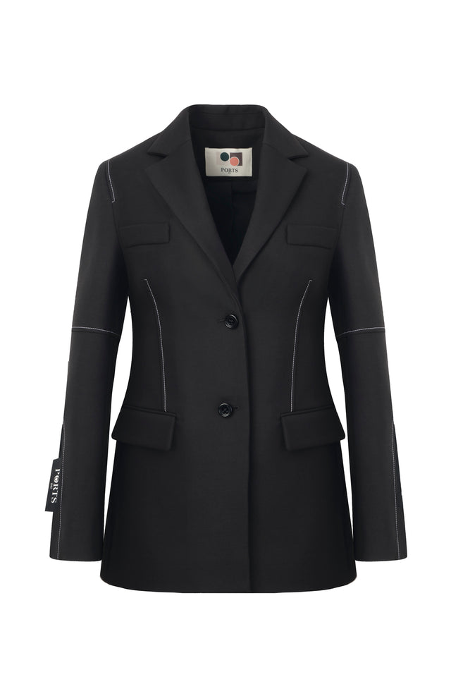 ports 1961 MINIMALIST CUTS BLAZER BLACK