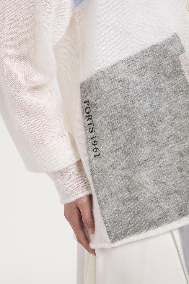 Ports 1961 MOHAIR SILK CARDIGAN 001-MULTI WHITE