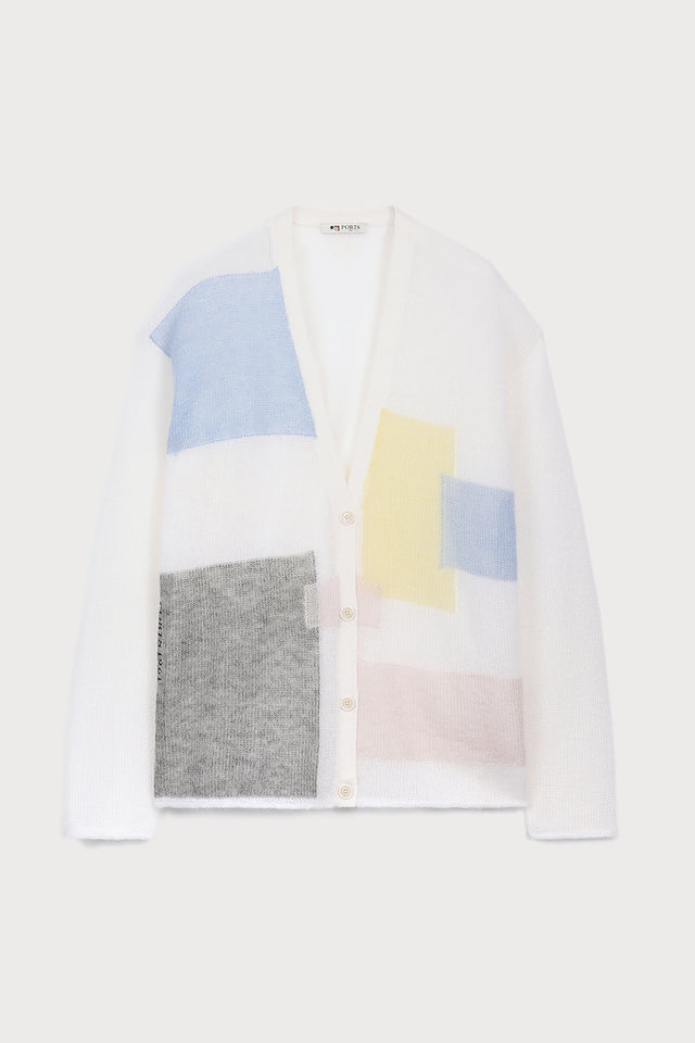 ports 1961 MOHAIR SILK CARDIGAN 001-MULTI WHITE