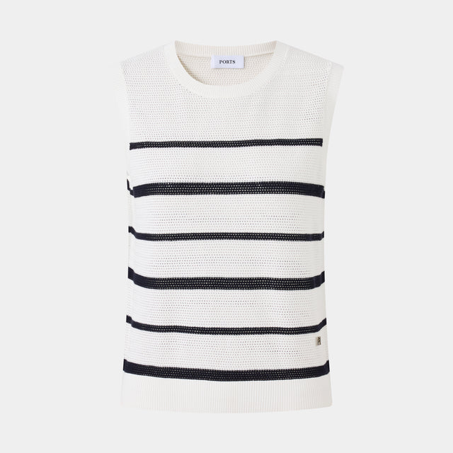 ports 1961 MONOCHROME CHIC TOP CREAM STRIPE