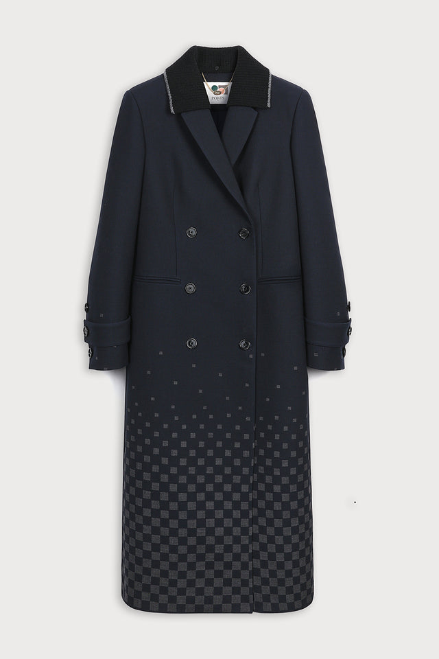 ports 1961 NAVY CHECKED COAT 09M-NAVY CHECK