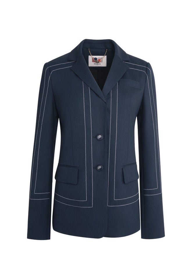 ports 1961 NAVY WHITE STITCHING BLAZER NAVY