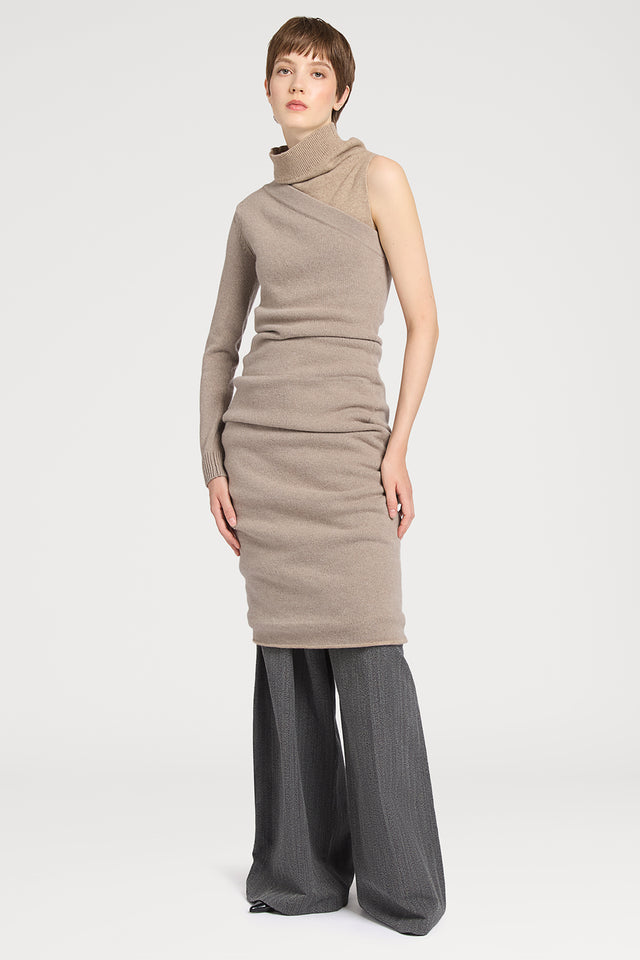 Ports 1961 OFF SHOULDER TURTLENECK DRESS 548-CAMEL