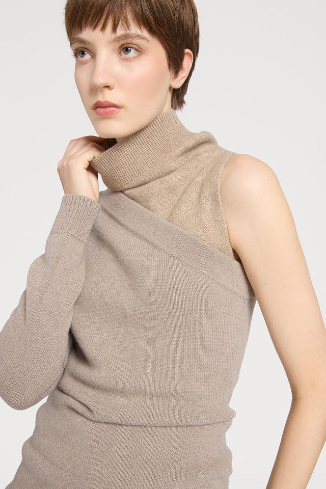 Ports 1961 OFF SHOULDER TURTLENECK DRESS 548-CAMEL