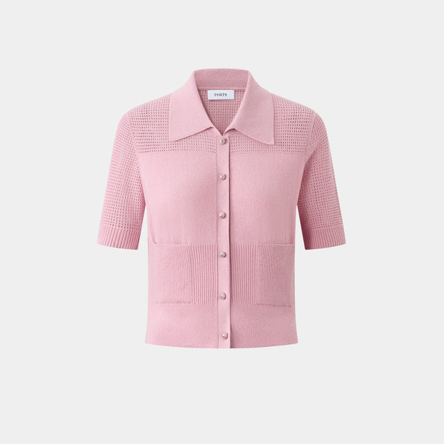 ports 1961 PASTEL PINK POLO KNIT PASTEL THISTLE