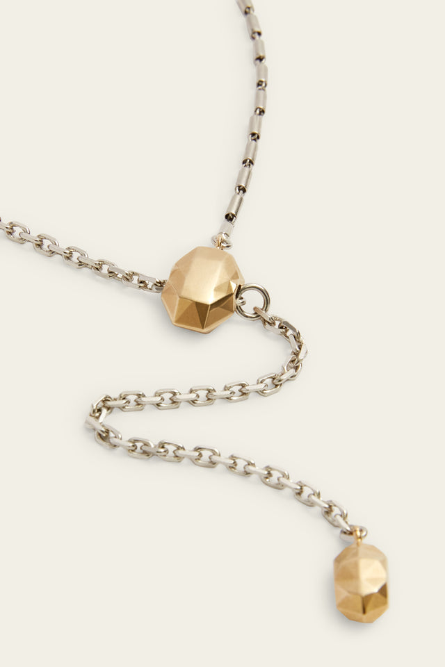 Ports 1961 PEBBLE LARIAT NECKLACE GOLD & SILVER