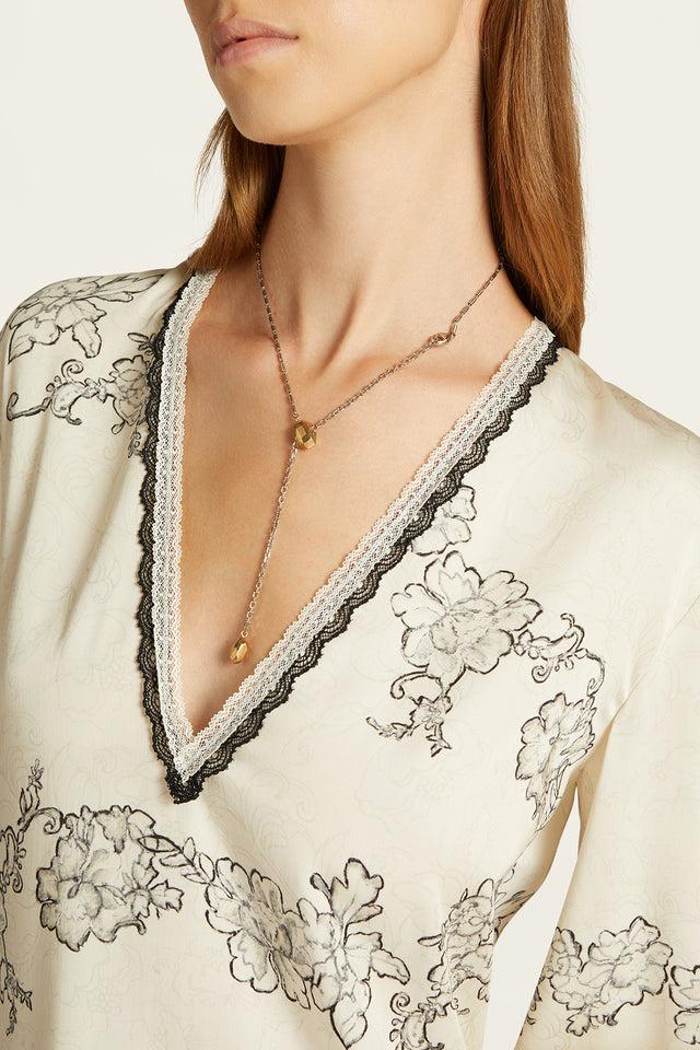 Ports 1961 PEBBLE LARIAT NECKLACE GOLD & SILVER