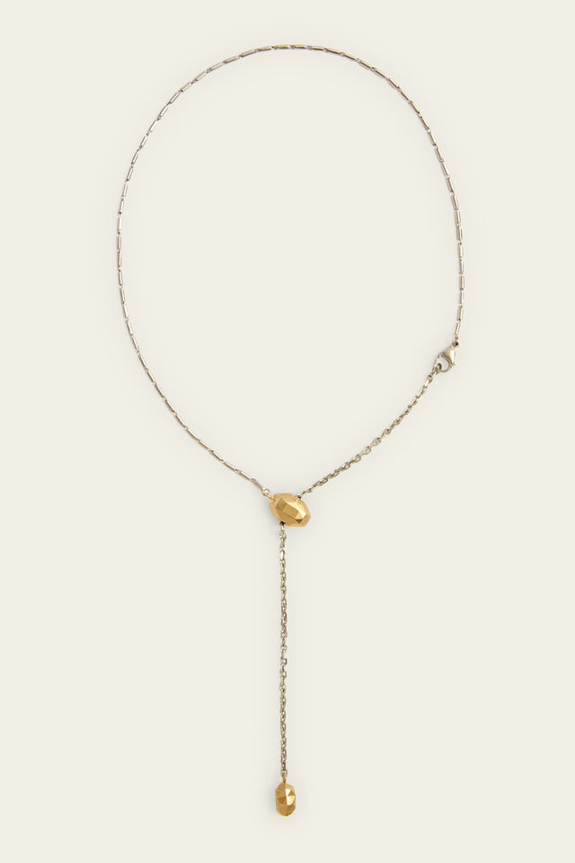 ports 1961 PEBBLE LARIAT NECKLACE GOLD & SILVER