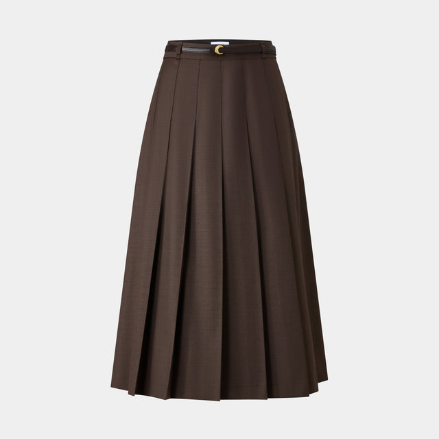 ports 1961 PLEATED BELT SKIRT CHOCOLATE TORTE