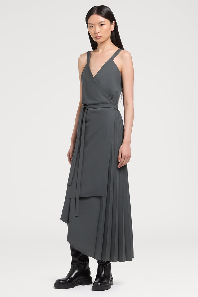 Ports 1961 PLEATED WRAP DRESS 946-SMOG