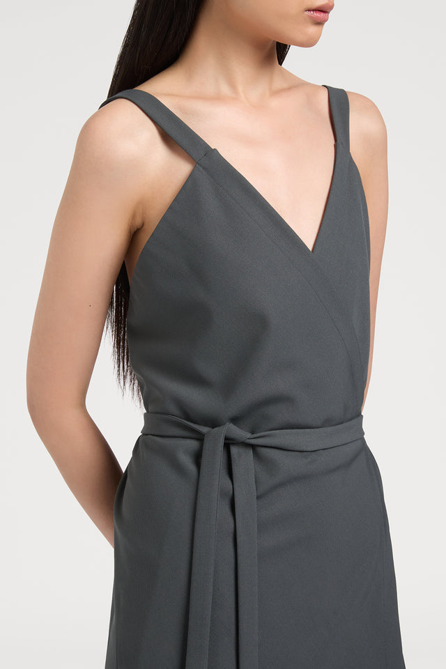 Ports 1961 PLEATED WRAP DRESS 946-SMOG